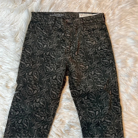 NWOT AG High Rise Stevie Slim Straight Ankle Velvet Pant Paisley Print Casual 28 - Picture 4 of 11